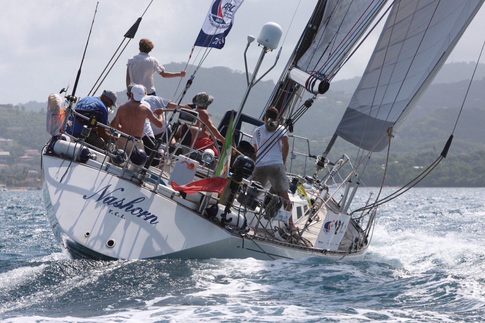 Crew sailing across the Atlantic during the ARC